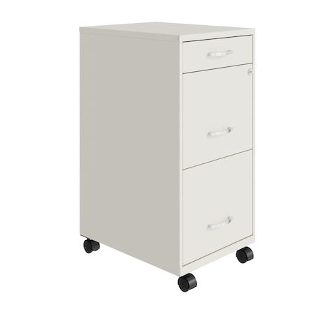 Space Solutions 14.25 in W 3 Drawer Mobile Vertical File Cabinet, Pearl White 24418