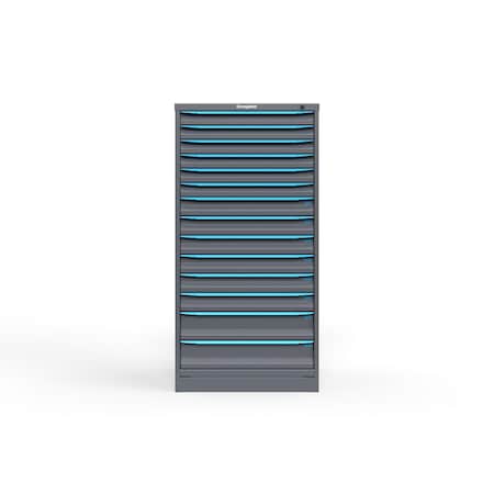 Strong Hold 14 drawer cabinet - (6x 2ft, 6x 3ft, 2x 5ft) - Blue accents - Keyed Different S3060-PPDAS-1401FS