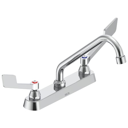 Delta Commercial 26C3 Two Handle 8 In Cast Deck-Mount Faucet In Chrome 26C3235