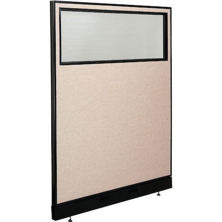 Global Industrial Interion Office Partition Panel with Partial Window and Raceway, 48-1/4"W x 64"H, Tan 694692WNTN