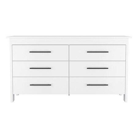 Homeroots 59" White Six Drawer Double Dresser 544019