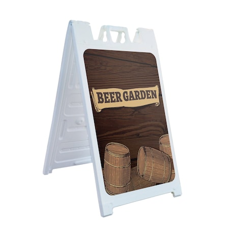 Signmission Beer Garden, A-Frame & 2 Sign Inserts, Heavy-Duty Plastic Frame SBHD-C-2436-30348