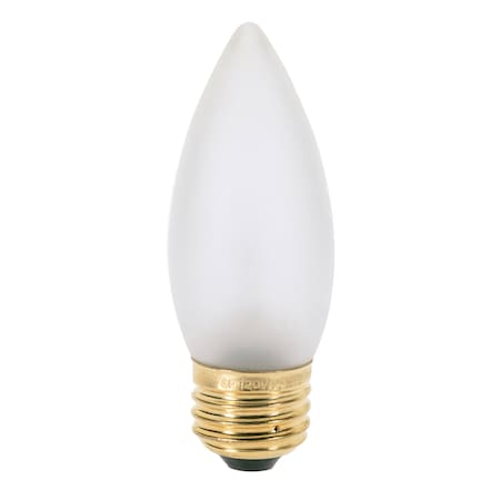 Satco 25W B11 Incandescent, Frost, 1500 Avg. Hrs, 200 Lu, Medium base, 120V, 2-Card S3734