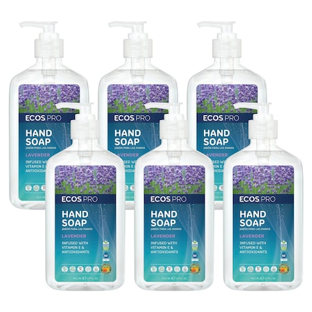 Ecos Pro Hand Soap, Biodegradable, Lavender, 6 PK PL9665/6