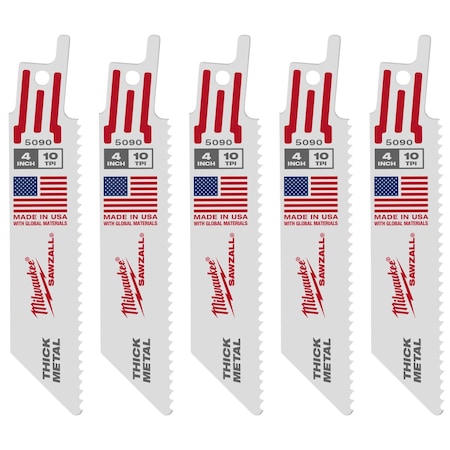 Milwaukee Tool 4" 10 TPI SAWZALL Blades (5 Pk) 48-00-5090