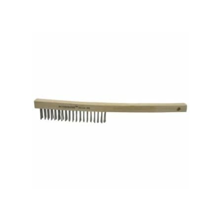 Weiler Economy Scratch Brushes, 3 X 19 Rows, Wire, Curved Hardwood Handle 804-25154