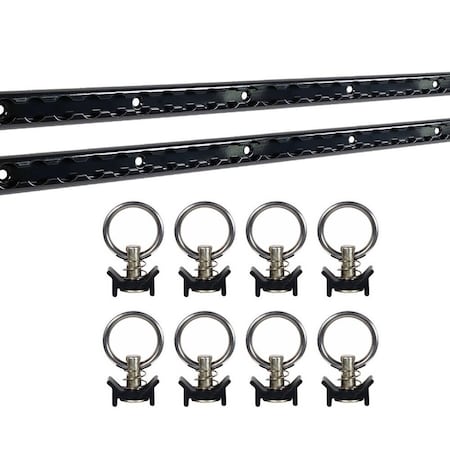 Mytee Products 4 Feet L-Track Black Powder Coated 2 and Stud with Black Powder coated Ring 8, 8PK LTK4-BLKx2-LTKS-BLKx8