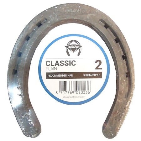 Diamond Farrier Classic Plain Horseshoe, 1/4 in Thick, 2, Steel DC2PR