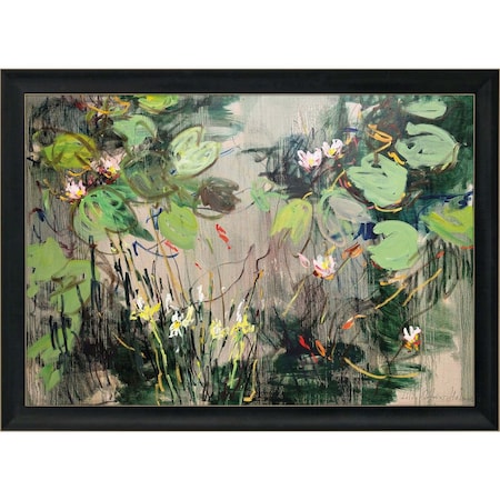 Homeroots Water Lilies Summer Pond Brown Framed Print Wall Art 558192