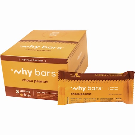 Why Bars Superfood Snack Bar, Choco Peanut, 2.04 oz Bar, 12PK WHY16204