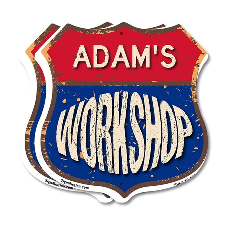 Signmission Adam's Workshop, 12 inch X 12 inch, Aluminum Metal Sign, 2PK SHI-A-2PACK-12-489-ADAM