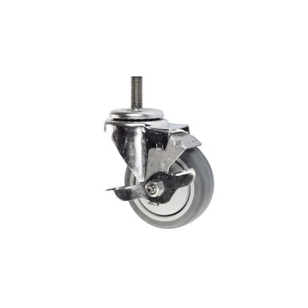 Service Caster 4 Inch Thermoplastic Rubber Swivel 3/8 Inch Threaded Stem Caster with Brake SCC SCC-TS20S414-TPRB-TLB-381615