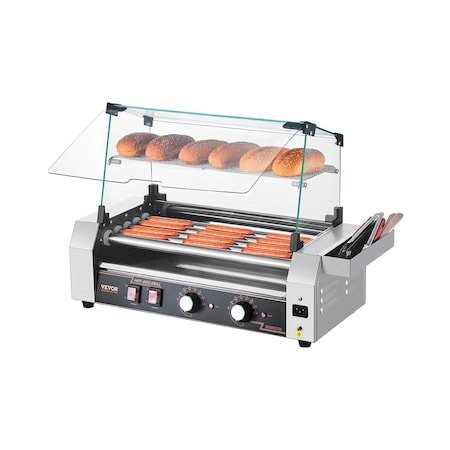 Vevor 30 Hot Dog 11 Roller Electric Grill Cooker Machine Bun Warmer Cover 1950W ASQ-011HC