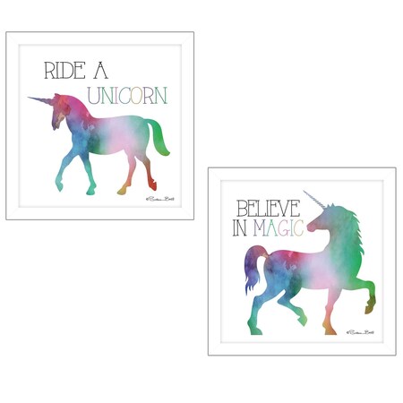 Homeroots Set Of Two Believe in Magic White Framed Print Wall Art, 2PK 406112