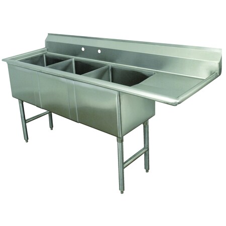 Advance Tabco Fabricated Sink 3-compartment 24 in. right drainboard FC-3-1824-24R