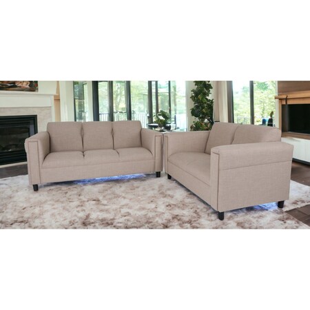 Homeroots Two Piece Deep Taupe Five Person Seating Set 530497