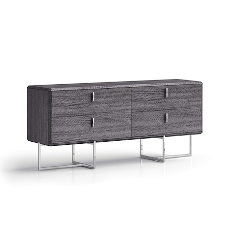 Homeroots 70" Gray Wood Four Drawer Double Dresser 714483