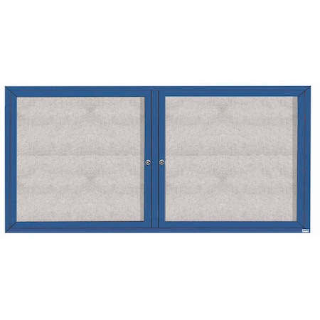 Aarco Outdoor Enclosed Bulletin Board w/ Al Frame, Powder Coated Blue, 36''Hx72''W ODCC3672RB