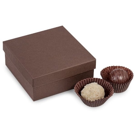 Nashville Wraps Chocolate Kraft 4 Piece Truffle Box, 3.5x3.5x1.5, 24PK TBR4CH