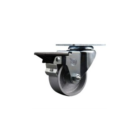 Service Caster 3'' Semi Steel Wheel Swivel Top Plate Caster with Posi Brake SCC-20S314-SSS-PLB