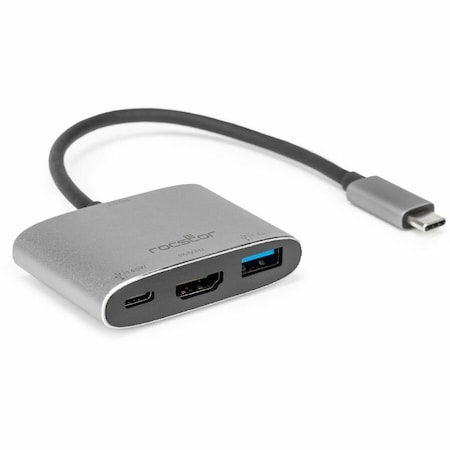 Rocstor PREMIUM USB-C 3-IN-1 MULTIPORT ADAPTER WITH DP 1.4 ALT MODE - TYPE-C TO HDMI 4K@ Y10A321-S1