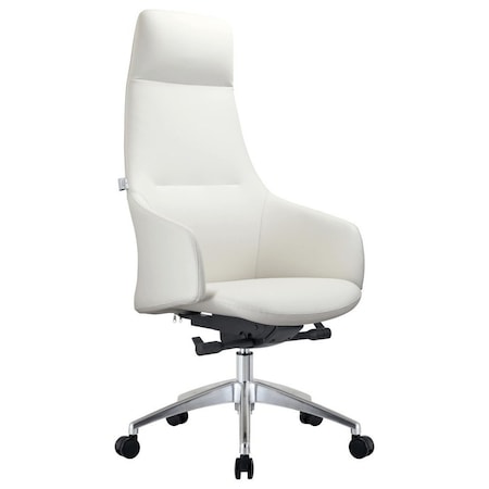 Leisuremod Celeste High-Back Office Chair in Upholstered Leather and Iron Frame with Swivel and Tilt, White COT20WL