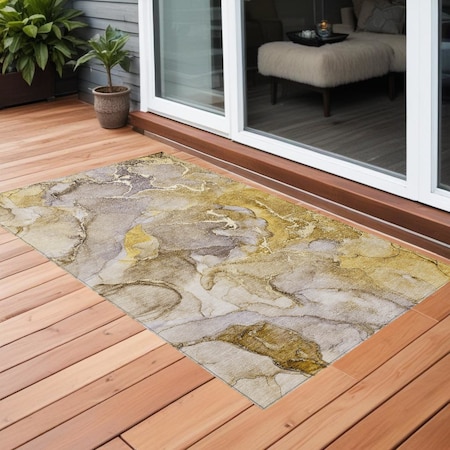 Homeroots 3' X 5' Taupe Abstract Washable Non Skid Indoor Outdoor Area Rug 559198