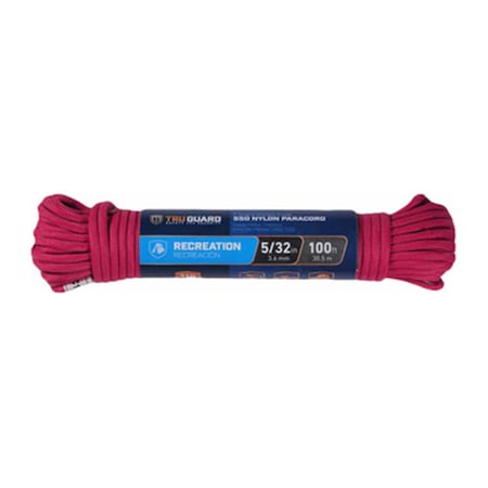 Mibro Group 0.15 in. x 100 ft. Tru-Guard Red Para Cord 550 Nylon Rope 231564