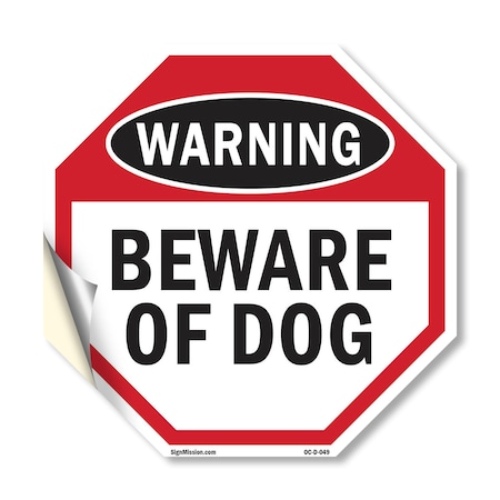 Signmission Warning Beware of Dog, 18 Inch X 18 Inch, Vinyl Decal OC-D-18-49