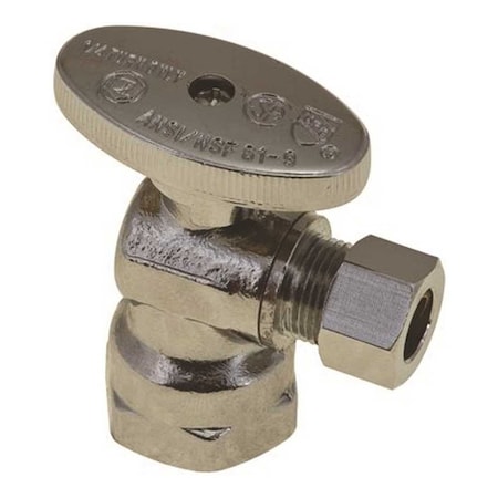Premier Quarter Turn Angle Stop, 1/2 in. IPS x 1/2 in. Slip Joint, Lead Free Chrome NLT1331ASJF
