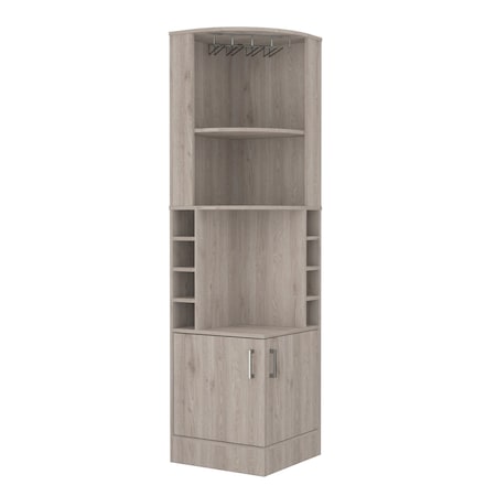 Homeroots 71in Light Gray Wood Corner Bar Cabinet With Two Doors 535086