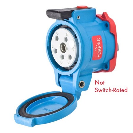Meltric DS20 RECEPTACLE POLY BLUE SIZE 2 TYPE 3R 3P+G 20 A 480 VAC 60 Hz +2 AUX STRAIGHT INSERTION 33-14043-972-352