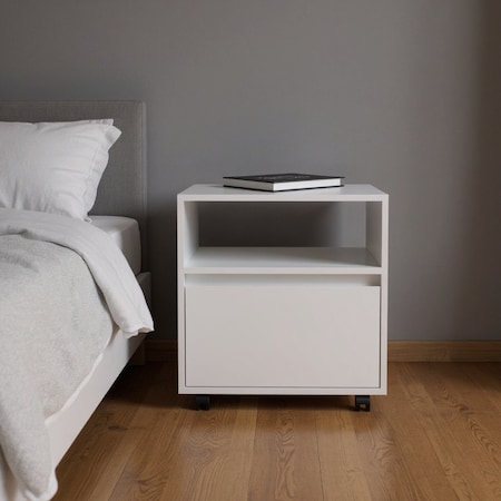 Homeroots 20" White Wood One Drawer Nightstand 526149