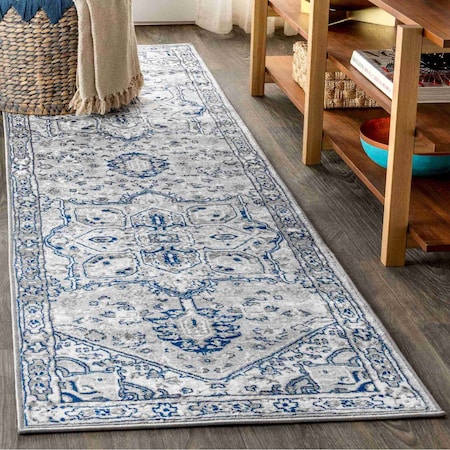 Jonathan Y Modern Persian Vintage Medallion Light Gray/Navy 2 ft. x 8 ft. Runner Rug MDP106B-28