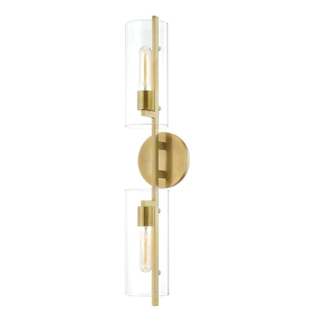 Mitzi Ariel 2 Light Wall Sconce 4.75 In. Aged Brass H326102-AGB