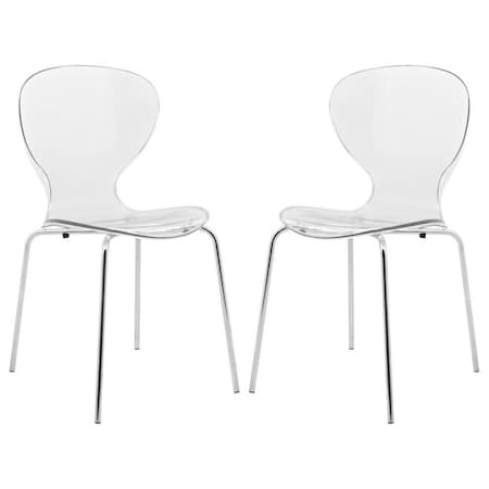 Leisuremod Modern Oyster Transparent Side Chair, Clear, 2PK OC17CL2