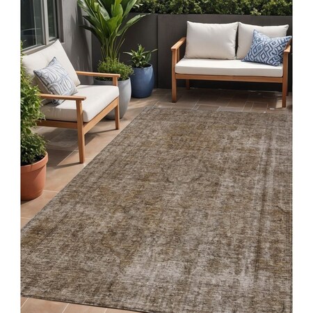 Homeroots 5' X 8' Brown And Beige Medallion Washable Indoor Outdoor Area Rug 616419