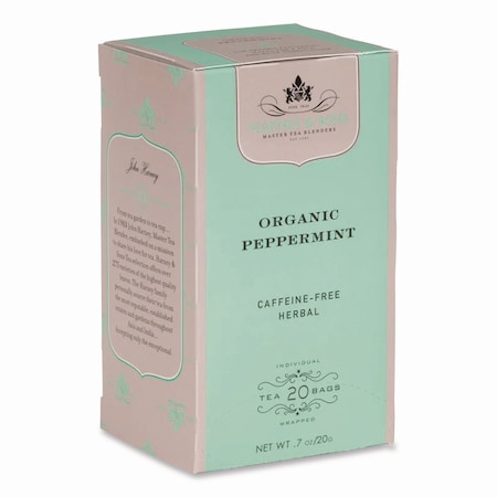 Harney & Sons Premium Tea, Organic Peppermint Herbal Tea, Individually Wrapped Tea Bags, 20PK HSF00952