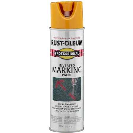 Rust-Oleum Professional Inverted Marking Spray Paint, Caution Yellow, 15 oz 2545838