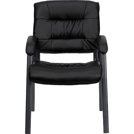 Flash Furniture Contemporary Side Reception Chair, Black Back, 23-1/4 in W 26" L 36" H, Padded, Leather Seat BT-1404-BKGY-GG