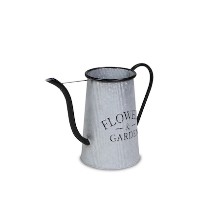 Homeroots 10" Black And Gray Galvanized Metal Flowers And Garden Decorative Watering Can 635821