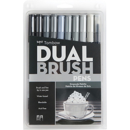Tombow DUAL BRUSH SET 10 GRAYSCALE 56171