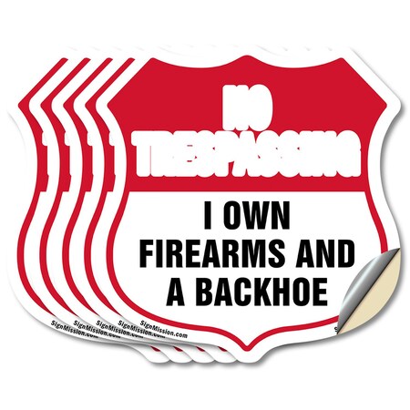 Signmission No Trespassing Shield Sign I Own Firearm, 6 inch X 6 inch, Vinyl Decal, 5PK SHI-D-5PACK-6-422