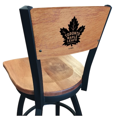Holland Bar Stool Co 36" Blk Wrinkle Toronto Maple Leafs Swivel Bar Stool, Engraved Back L03836BWMedMplATorMplMedMpl