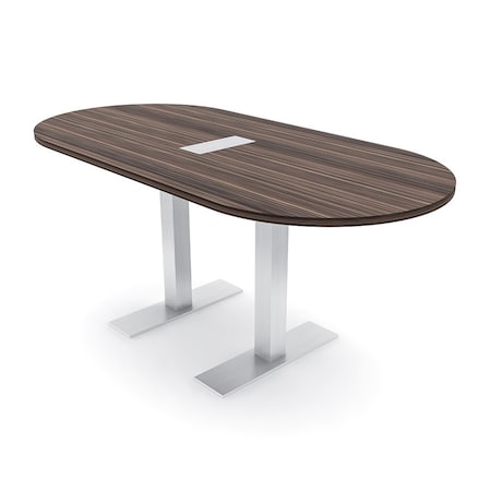 Skutchi Designs 6 Person Conference Table With Power Unit | 6' Racetrack Table | Harmony Series HAR-RAC-36X72-T-H3041-ESIL