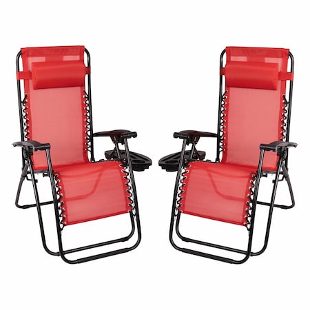 Flash Furniture Red Mesh Zero Gravity Lounge Chair, 2PK 2-GM-103122SS-RD-GG