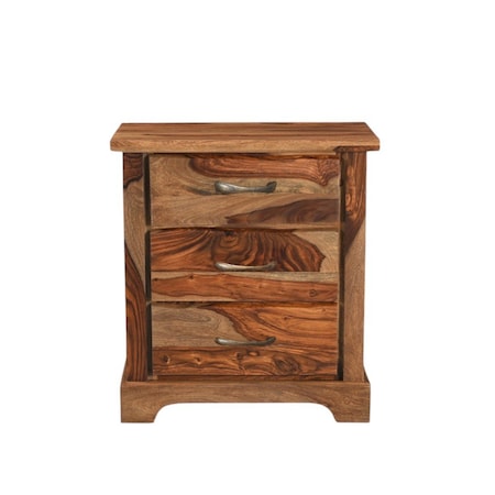 Homeroots 27" Brown Solid Wood Live Edge Three Drawer Nightstand 565301