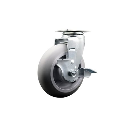 Service Caster 6 Inch Thermoplastic Rubber Swivel Caster with Ball Bearing and Brake SCC SCC-20S620-TPRBD-TLB
