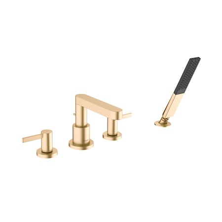 Hansgrohe Finoris 4-Hole Roman Tub Set Trim with 1.75 GPM Handshower in Brushed Gold Optic 76443251