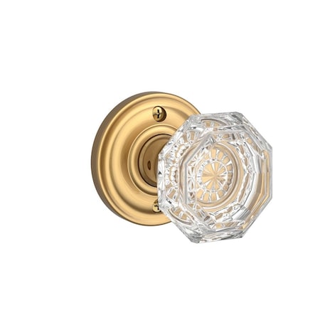 Baldwin Half Dummy Crystal Knob and Traditional Round Rose Lifetime Satin Brass Finish HDCRYTRR044